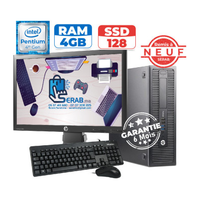 PC HP PRODESK 600 G1 DT G3220 3GHZ 4GO/ 128 Go SSD W10 + ECRAN 20 leprix-706 HP
